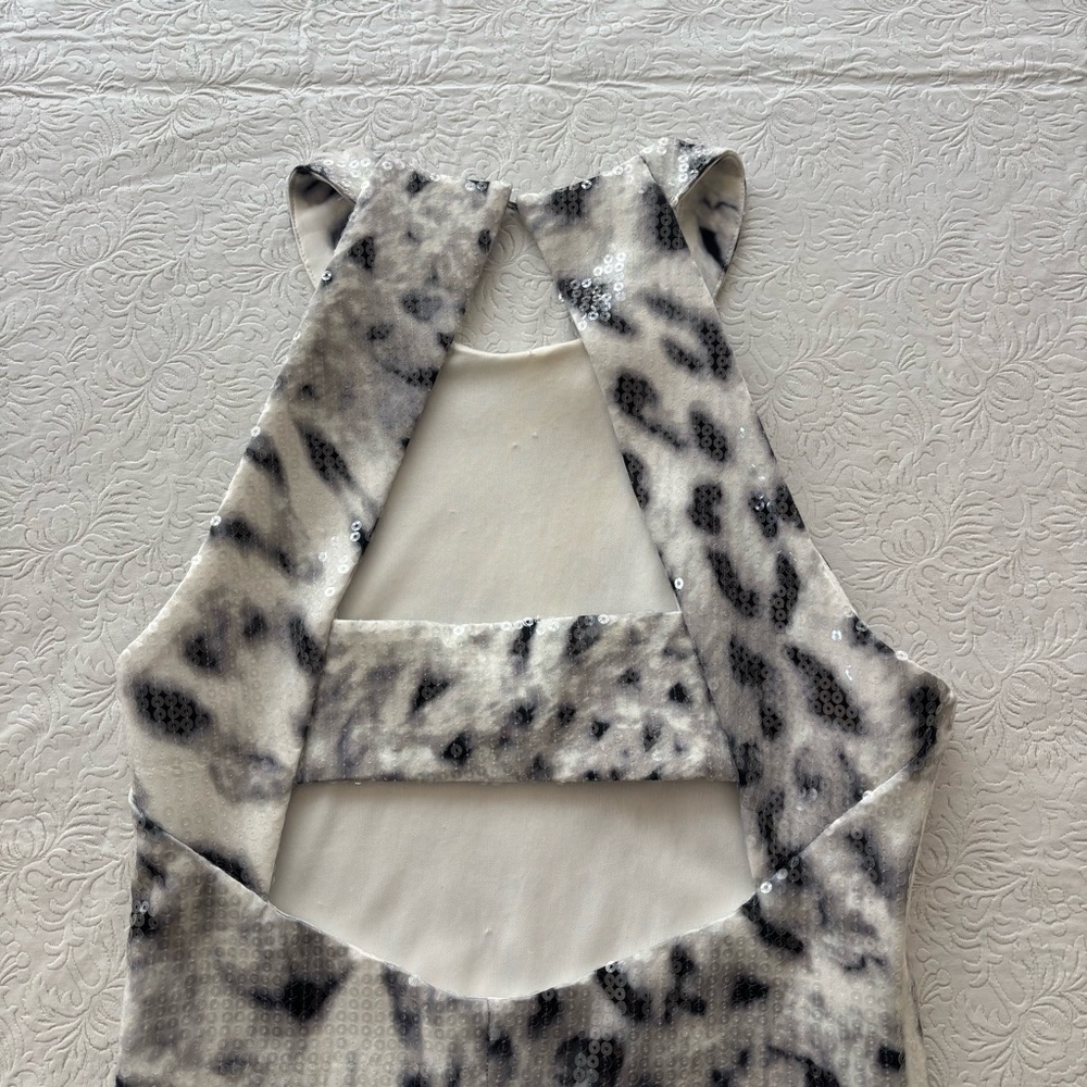 NWT Parker White and Black Leopard Sequin Halter Mini Dress, Size XS - Picture 10 of 15